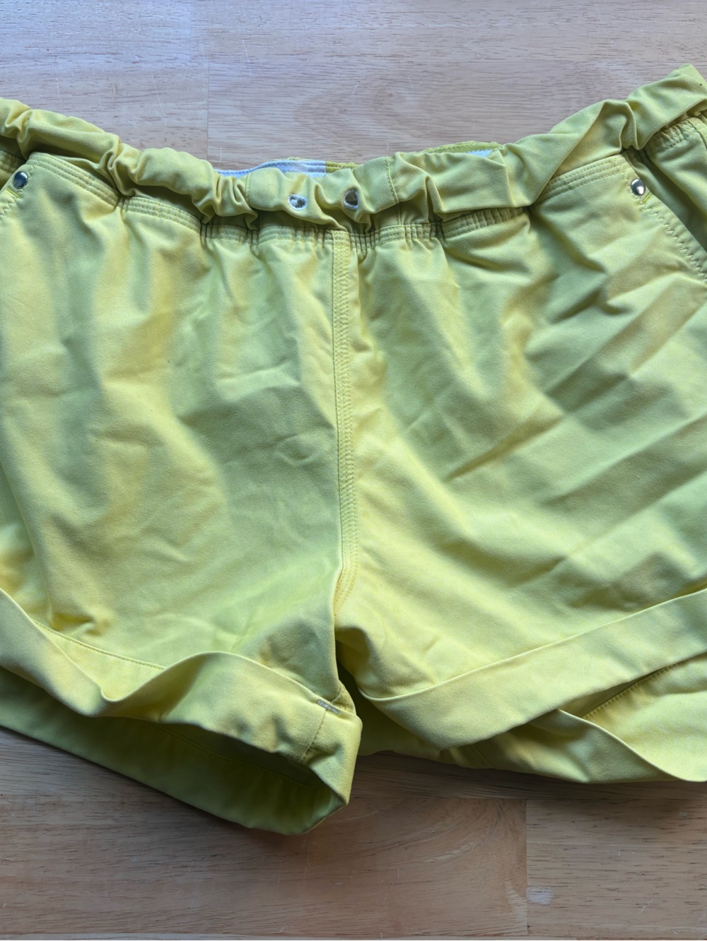 Yellow Women's Elastic Waist Shorts - Lightweight Summer Shorts